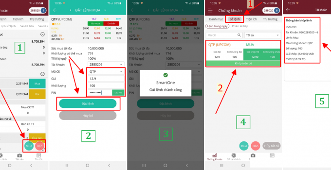 01. Dat lenh Mua ban Sua Huy - App Mobile SmartOne VPS